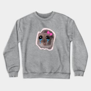 sad hamster with big eyes and a pink bow Crewneck Sweatshirt